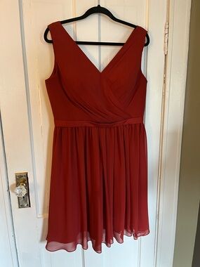 AW Bridal Women’s Sleeveless V-Neck Chiffon Dress - Rust Red